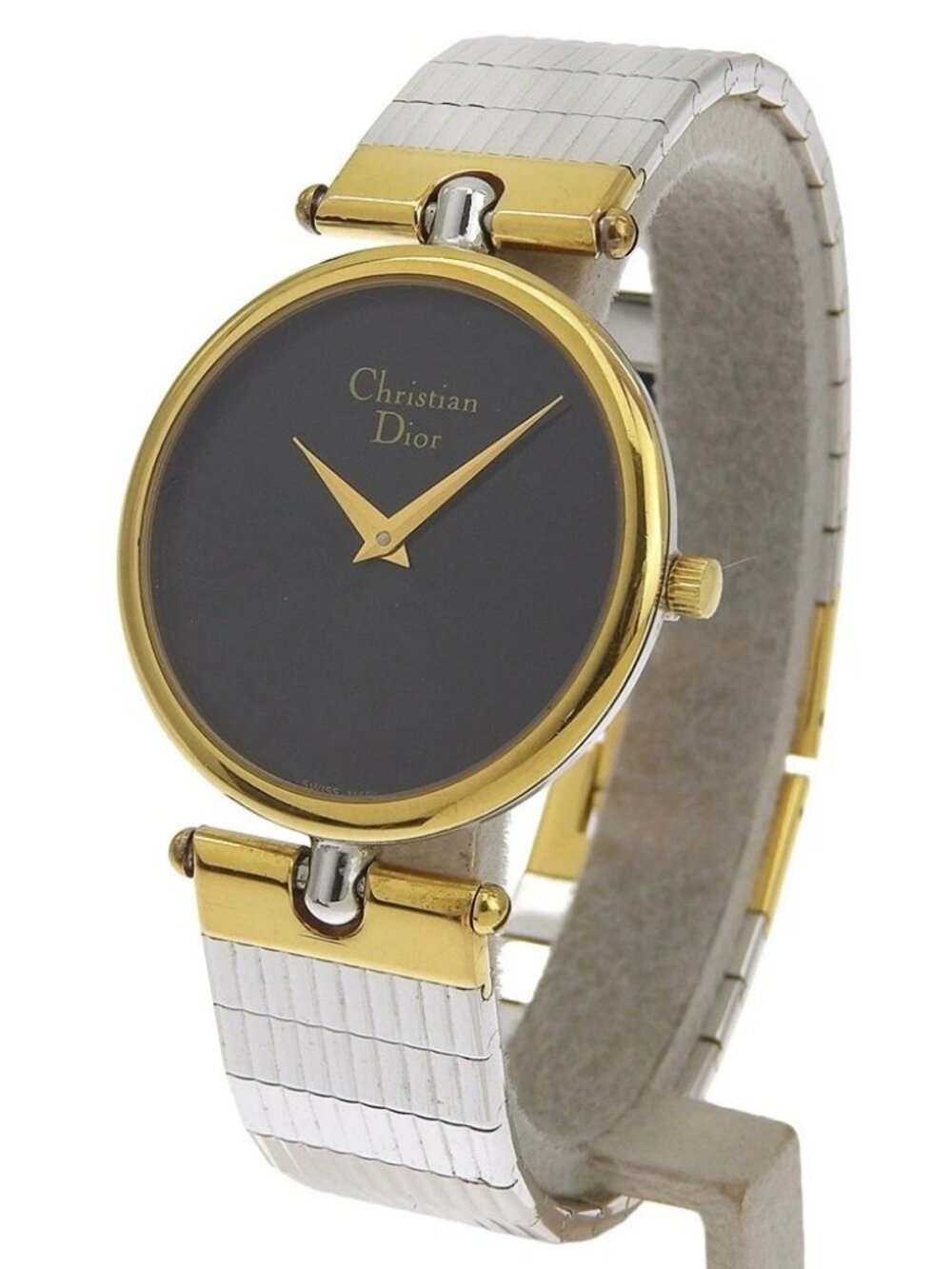 Dior Watches 3026 Silver blackDial Stainless Steel/Plated Gold Quartz Anal...